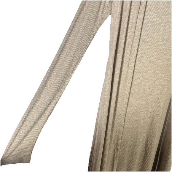 Joah Brown Luna Ribbed Open Front Duster Cardigan Sz S/M Tan Side Slits Boho - Picture 11 of 14